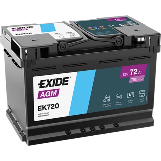 Exide L3 AGM Star Stop 12V 72Ah 760A EK720